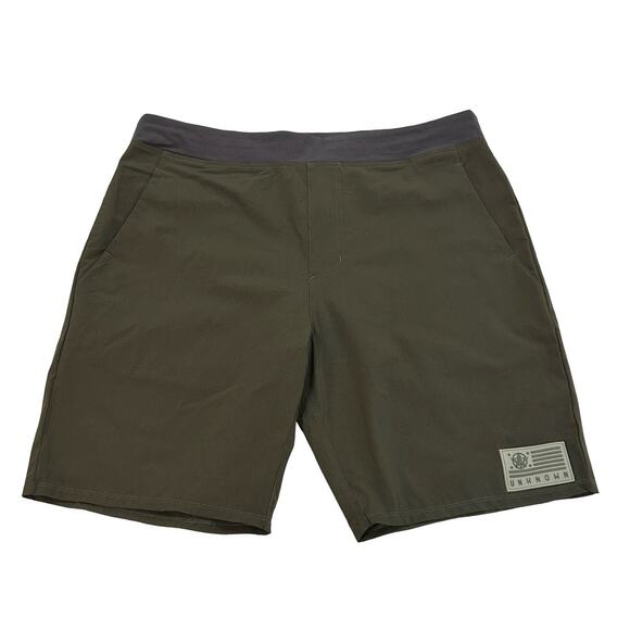 Unknown Industries Board Shorts Mens Size M Olive Green Nylon Inseam 9” - Picture 1 of 4